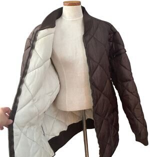 Vintage Titan Brown Quilted Nylon Bomber Jacket Men 2XL Diamond Stitch Puffer